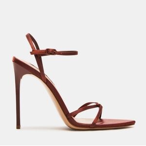 Steve Madden Heeled Sandals 9.5 Bronze Satin Stellina Strappy Pointy New $110